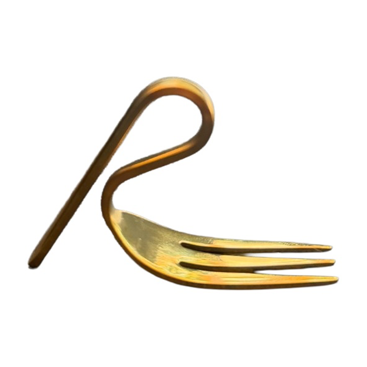 Gold FLUTESPOON Fork on white background